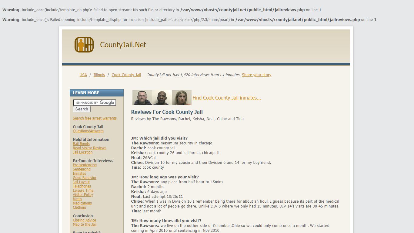 Reviews for Cook County Jail