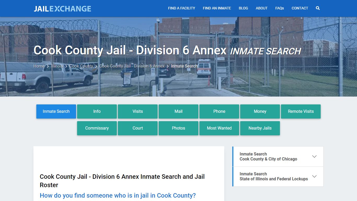 Cook County Jail - Division 6 Annex Inmate Search - Jail Exchange